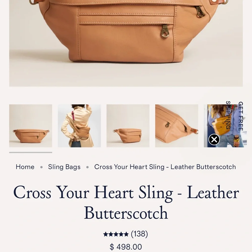 Parker Thatch Cross Your Heart Sling - Butterscotch Leather Sling Bag - Picture 1 of 6